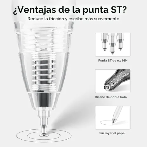 Miniatura 3 de 8 piezas de bolígrafos de gel - 0.7mm de punto fino de escritura suave con tinta negra giratoria - Bolígrafos de gel de secado rápido de agarre