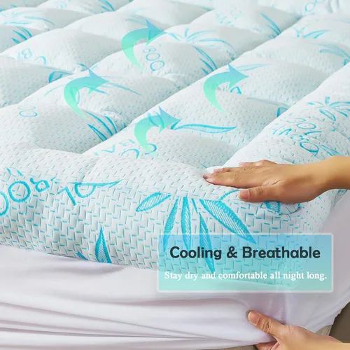 Miniatura 5 de WhatsBedding Cubrecolchón individual de 5 pulgadas, capa de aire de viscosa de bambú transpirable, cubrecolchón de espuma viscoelástica