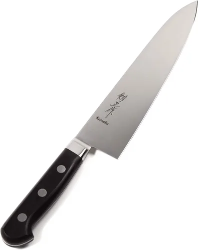 Miniatura 12 de Cuchillo de chef japonés multiusos INOX AUS-8A acero inoxidable mango de madera de Pakkawood negro, Santoku 7 pulgadas (7.087 in)