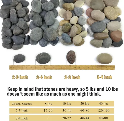 Miniatura 3 de FANTIAN Rocas grandes de río de 20 libras para paisajismo al aire libre, guijarros decorativos de 3 a 4 pulgadas para paisajismo, jardín, patio