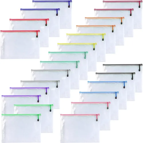 Bolsas de malla con cremallera de 3 x 5 pulgadas, carpetas de archivos de plástico con cremallera, bolsas de rompecabezas para organizar,