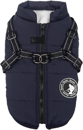 Miniatura 18 de Jinpet - Abrigo con arnés reflectante de invierno para perro, tela polar impermeable, chaqueta con cremallera, para cachorros, perros pequeños, Verde