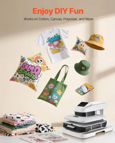 Miniatura 3 de VEVOR Máquina automática de prensa de calor, 15 x 15 pulgadas, máquina de prensa de camisetas con liberación automática y presión ajustable, Blanco