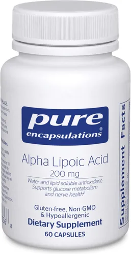 Pure Encapsulations Ácido alfa lipoico 200 mg – 200 mg ALA – Apoyo hepático y antioxidante* – para la salud nerviosa y metabolismo de carbohidratos