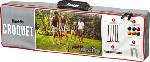 Miniatura 6 de Franklin Sports Juegos de croquet portátiles para patio trasero – Juegos completos de croquet para 4 + 6 jugadores con mazos, bolas de croquet +