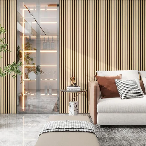 Miniatura 4 de Paneles de pared de chapa de madera acústica 3D para paneles de pared interior y techos, tablero de fieltro absorbente de sonido, paneles