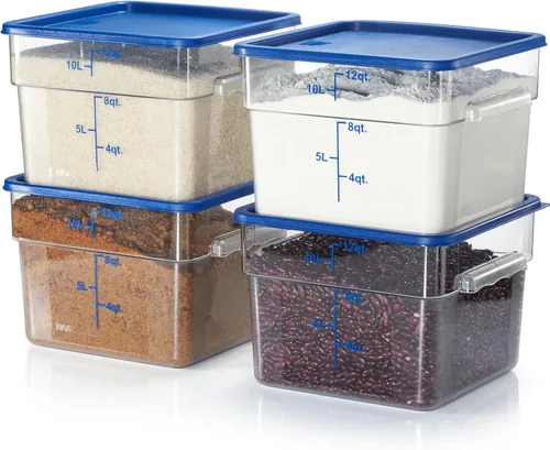 Miniatura 12 de CURTA Paquete de 4 recipientes de almacenamiento de alimentos con tapa roja - Grado comercial NSF en 5.7 L - Cuadrado, transparente, policarbonato