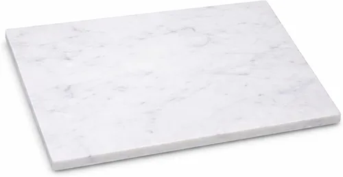 Miniatura 13 de Bandeja de queso de mármol redonda multiusos Tabla de cortar. Blanca grande sólida con pies antideslizantes para estabilidad y protección contra