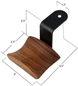 Miniatura 4 de KiaoTime Soporte para colgar auriculares, soporte para auriculares de madera de nogal, ajuste universal (montaje debajo del escritorio)