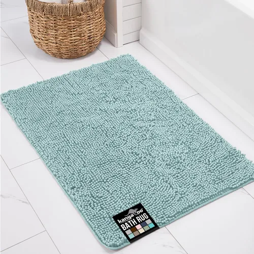 Miniatura 11 de KANGAROO Alfombras de baño, alfombra de baño de chenilla suave y absorbente, tapete de ducha lanudo, alfombra de baño de secado rápido lavable a