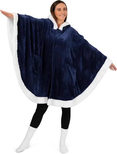 Miniatura 6 de PAVILIA Manta Vestible para Mujeres Adultas, Acogedora Manta Poncho Capa de Vellón de Felpa con Capucha, Chal Súper Suave, Manta Envolvente Angel