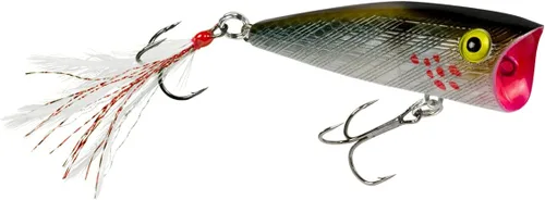 Miniatura 3 de Rebel Señuelo de pesca Pop-R con plumas Topwater Popper Plateado negro