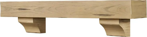Miniatura 2 de MANTELSDIRECT Breckenridge - Estante de chimenea de 48 pulgadas con ménsulas - Estante rústico flotante para chimenea - Rubio - Estante de madera