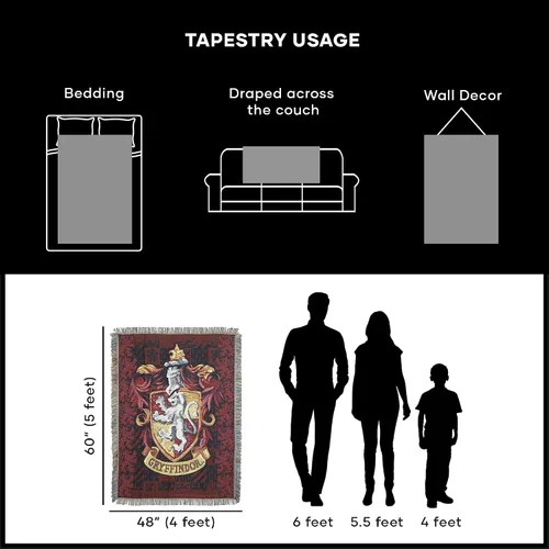 Miniatura 10 de Northwest Manta Tapiz Tejida de Harry Potter, Decoración del Hogar de Diseñador, Moderno, Regalo Único, 48" x 60", Escudo de Gryffindor