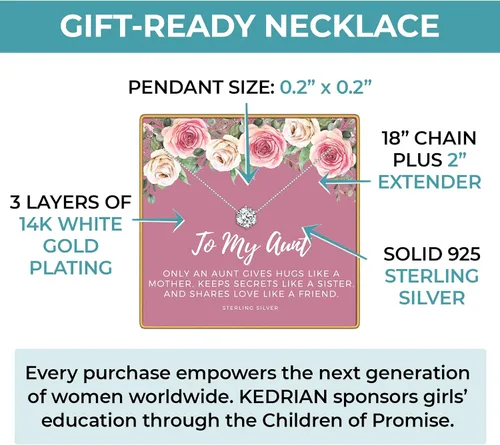 Miniatura 10 de KEDRIAN Collar para tía, collares con colgante de plata de ley 925, regalos para la mejor tía de sobrina y sobrino, regalos del día de la madre