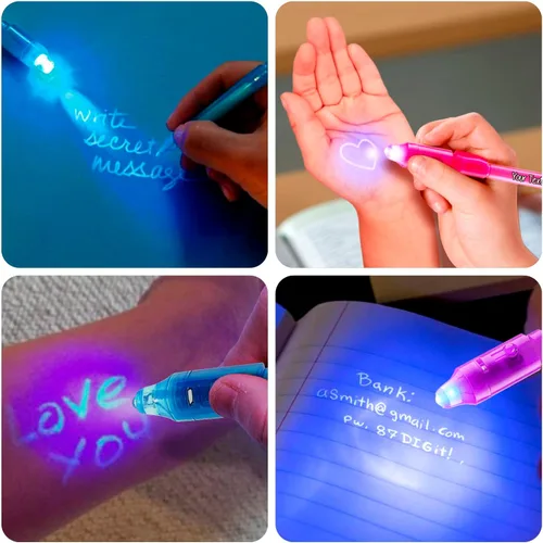 Miniatura 6 de Paquete de marcadores de tinta invisible que desaparecen personalizados, escritor de mensajes secretos personalizados con luz UV, diversión