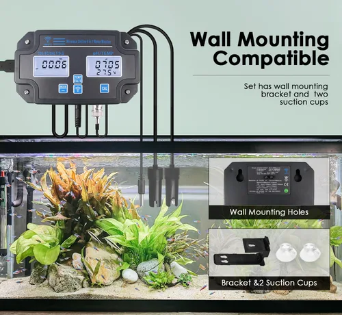 Miniatura 3 de Probador inteligente de calidad del agua 6 en 1 pH/EC/TDS/Salinidad/S.G y medidor de temperatura con monitor continuo Wi-Fi Medidor de agua de pH