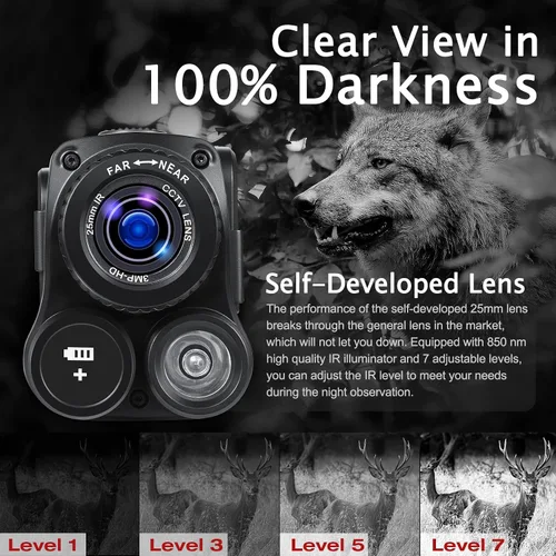 Miniatura 4 de GeowFiiTech - Monocular de visión nocturna, gafas de visión nocturna digitales infrarrojas 4K con IR de 850nm, foto de 40M y video 4K, rango de 984