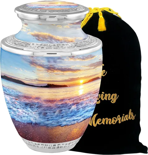 Miniatura 17 de Urnas de Cremación Personalizadas con Medallón Estético de Playa para Cenizas de Adultos Hombre Mujer - Urnas de Entierro de 200 libras para Cenizas