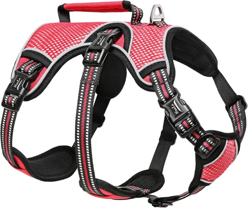 Miniatura 9 de HEELE Arnés para perro, arnés para perro a prueba de escapes, liberación en el cuello, chaleco ajustable reflectante sin tirones con mango duradero