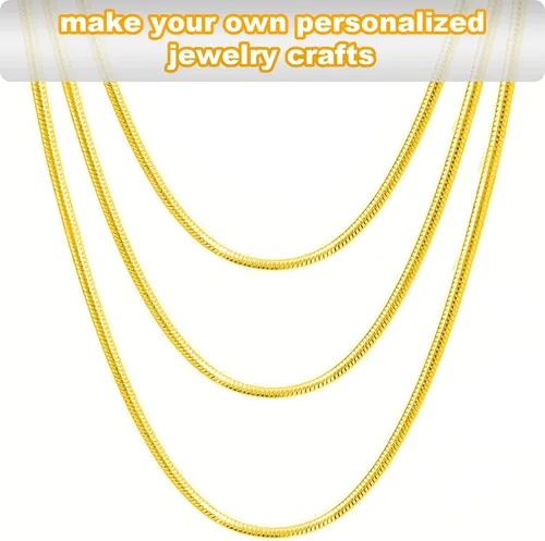Miniatura 4 de Jishi Cadena de serpiente de oro de 33 pies de 0.047 in, cadenas para hacer joyas, collares, pulseras, suministros de joyería, hallazgos – Rollo