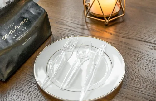 Miniatura 6 de POSATE Cucharas de plástico pesadas, transparentes, 100