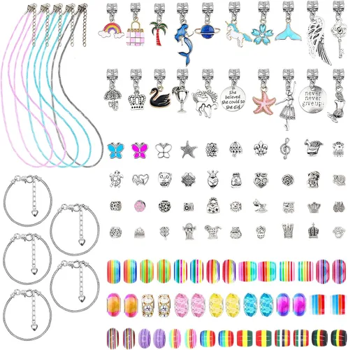 Miniatura 2 de SUREHOME Kit de fabricación de joyas para niñas de 8 a 12 años, 110 piezas, kit de fabricación de pulseras de dijes, juguete de arte y manualidades