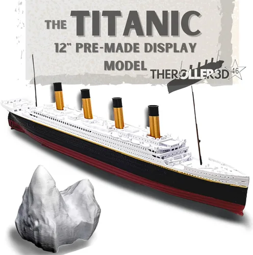 Miniatura 2 de TheRoller3d RMS Titanic Model Ship con iceberg, 1 pie de largo montado, históricamente preciso, réplicas Titanic