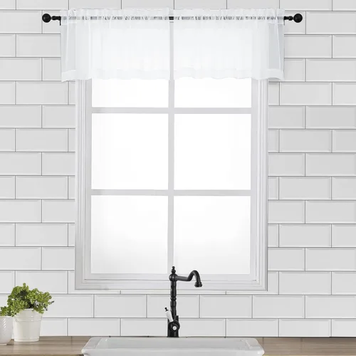 Miniatura 188 de OVZME - Cortinas traslúcidas blancas de 45 pulgadas de largo, 2 paneles, cortinas de gasa con bolsillo para barra para ventanas pequeñas, cada una