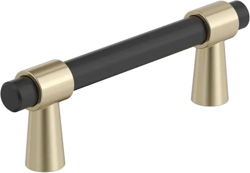 Miniatura 10 de Amerock BP37385FBCZ Tirador de gabinete negro mate/bronce champán Manija de gabinete de 3 pulgadas (76 mm) de centro a centro Mergence