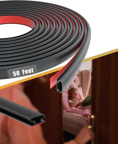 Tira de sellado de goma de 50 pies para puerta y ventana, sello de respaldo autoadhesivo con gran espacio (de 1/10 pulgadas a 11/50 pulgadas), tira
