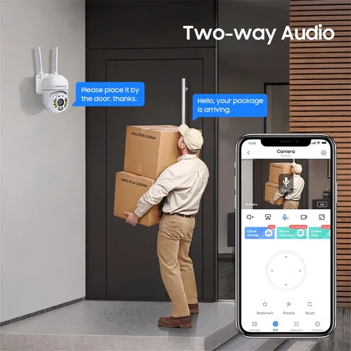 Miniatura 5 de PTZ - Cámara de seguridad para exteriores, sistema de seguridad PTZ 355° View 1080P, cámaras de seguridad WiFi de 2.4 GHZ para exteriores con visión
