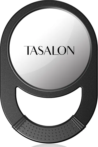 TASALON Espejo de Mano Irrompible, Espejos de Mano con Mango, Salón, Espejo de Barbero para Cabello, Antideslizante de Mano con Agarre de Goma para