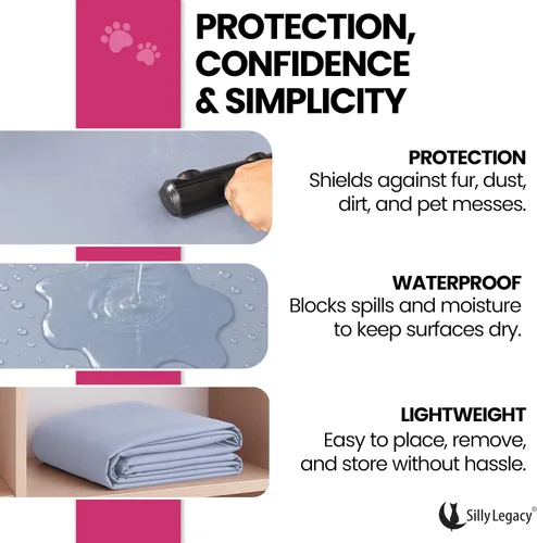 Miniatura 4 de Funda de Cama Protectora Impermeable Delgada Reversible (Tamaño King, 100 x 96 pulgadas), para Mascotas, Bebés; Incontinencia, Suciedad, Baba Gris