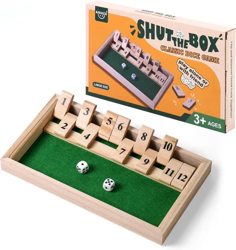 Miniatura 9 de AIUAZA Juego de dados Shut the Box, Juegos de mesa de madera para 2 personas, Competitivo, tradicional para bares, viajes, familia, diversión Batalla