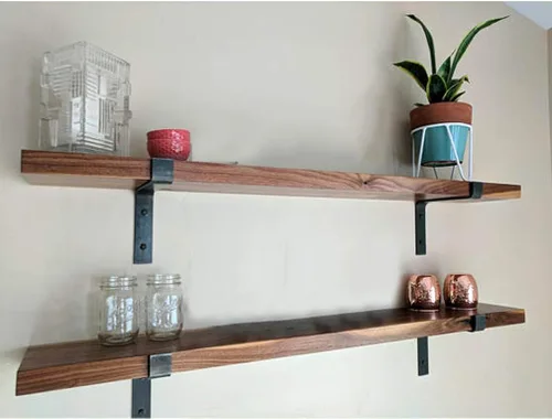 Miniatura 7 de Soporte para estante de hierro forjado, soporte para estante flotante, soporte de pared para estantería, soporte para estante de almacenamiento