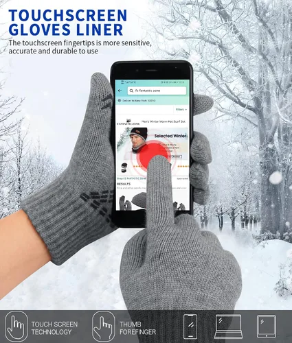 Miniatura 8 de FZ FANTASTIC ZONE Guantes de invierno para hombre, cálidos, térmicos, suaves, de lana, para pantalla táctil, para mujer