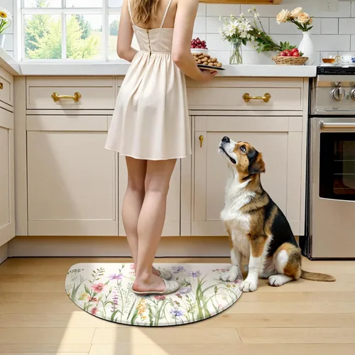 Miniatura 7 de KIMODE Tapete antifatiga para suelo de cocina, semicírculo de 18 x 28 pulgadas, de espuma viscoelástica, acolchado, antideslizante, tapetes cómodos