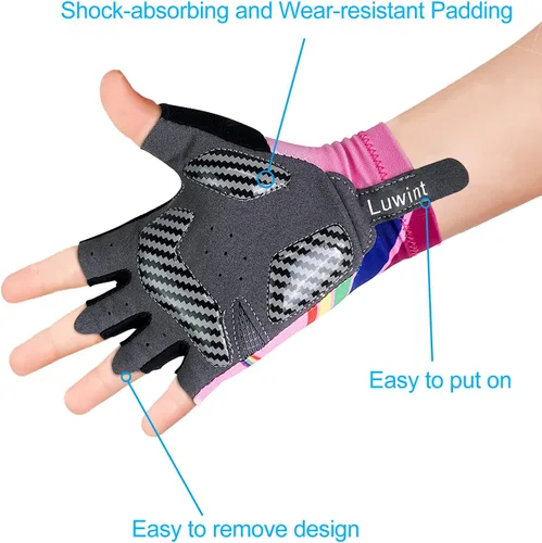 Miniatura 2 de Luwint Guantes deportivos acolchados de gel para niños de 3 a 8 años, guantes de ciclismo transpirables para ciclismo, ejercicio, correr, entrenar