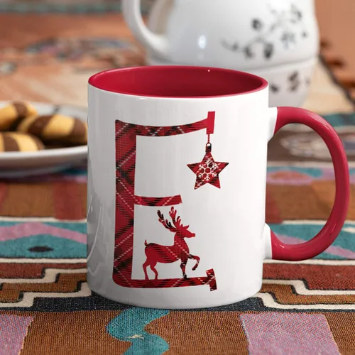 Miniatura 4 de Tazas de café con iniciales de Navidad 2024 de 11 o 15 onzas, 9 cuadros diferentes, personalizadas, 7 colores opcionales, regalo de Navidad 2024