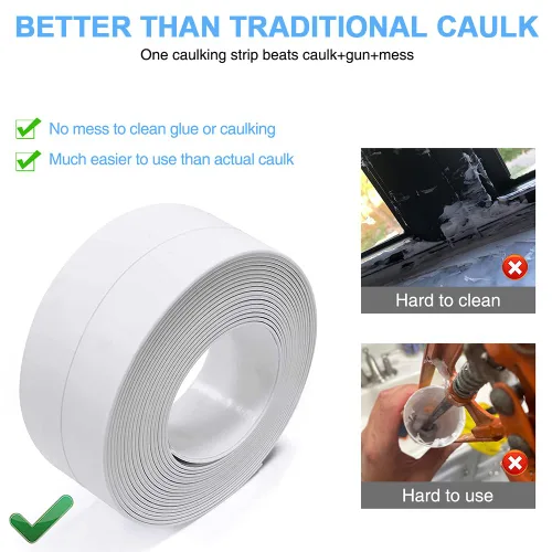 Miniatura 3 de 2 rollos de cinta autoadhesiva para calafatear, impermeable, para baño, tira selladora de calafateo blanca, papel tapiz para despegar y pegar