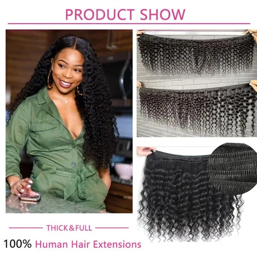 Miniatura 4 de 12A Brazilian Deep Wave Human Hair Bundles 14 16 18Inch 100% Unprocessed Brazilian Virgin Human Hair Weave 3Bundles Deep Wave Curly Hair Extensions