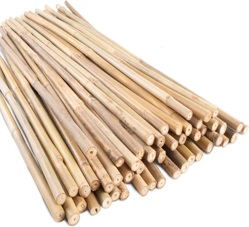 50 estacas de jardín, palos de bambú de 0.32 pulgadas/2 pies, estacas naturales para plantas de interior y exterior, postes para tomates, frijoles,