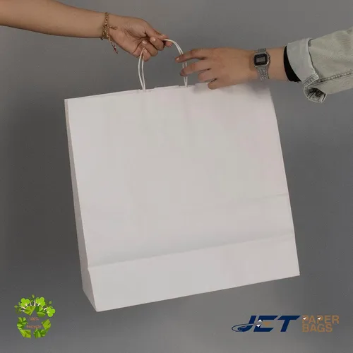 Miniatura 7 de JET PAPER BAGS - Bolsas grandes de papel blanco con asas de 18 x 7 x 18 pulgadas [25 piezas] ideales para llevar, comestibles, golosinas, venta al