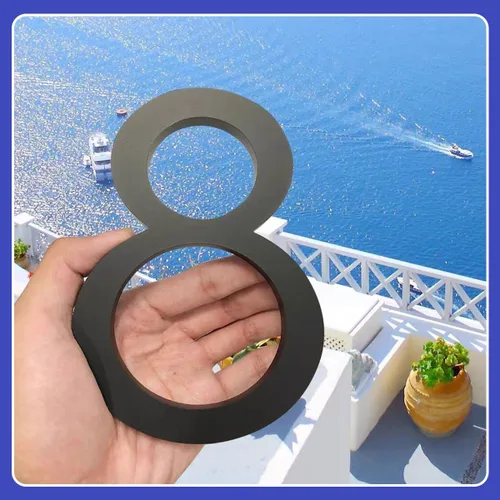 Miniatura 7 de Números de casa de 12 pulgadas para exteriores modernos de metal negro números de dirección para puertas flotantes de casa con kit de clavos