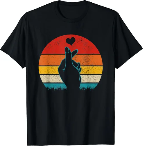K-Pop Heart Hand Symbol K-Drama - Camiseta de regalo vintage para fanáticos coreanos Negro S