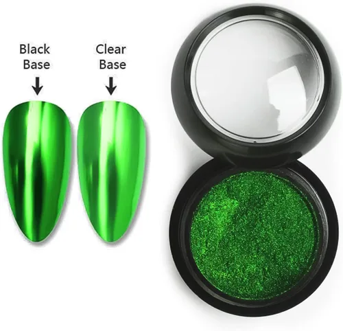 Miniatura 4 de Polvo de uñas cromado verde navideño, efecto espejo, polvo metálico, holográfico, brillantina, decoración de manicura, pigmento reflectante