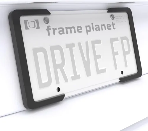 Miniatura 7 de Marco de placa de matrícula. Diseño flexible de 2 piezas de Frame Planet. 1 paquete. Reducción de ruido, antiarañazos, resistente a la intemperie