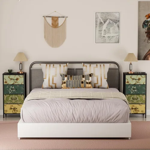 Miniatura 2 de Furnulem Cómoda de 4 cajones, mesita de noche vertical para niños, adultos, cómoda de tela para dormitorio, sala de estar, armario, guardería