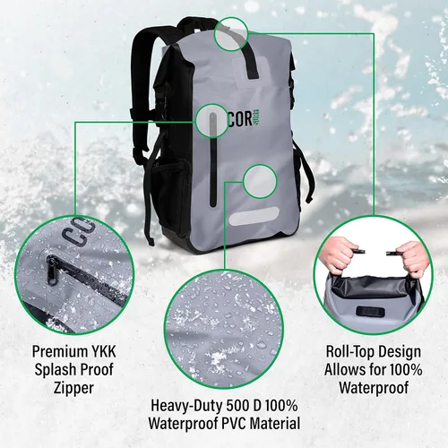 Miniatura 5 de COR Surf Mochila impermeable con funda para laptop Senderismo resistente, mochila seca para kayak Cierre enrollable (camuflaje de 40 litros)